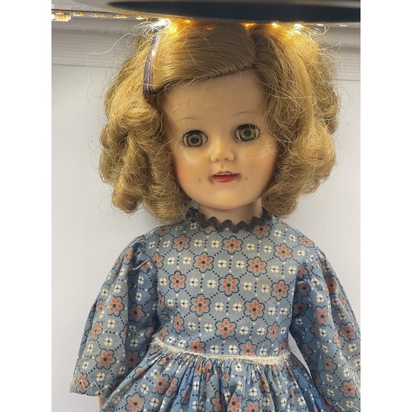 VINTAGE IDEAL VINYL SHIRLEY TEMPLE DOLL 15" BLUE DRESS - Picture 2 of 4